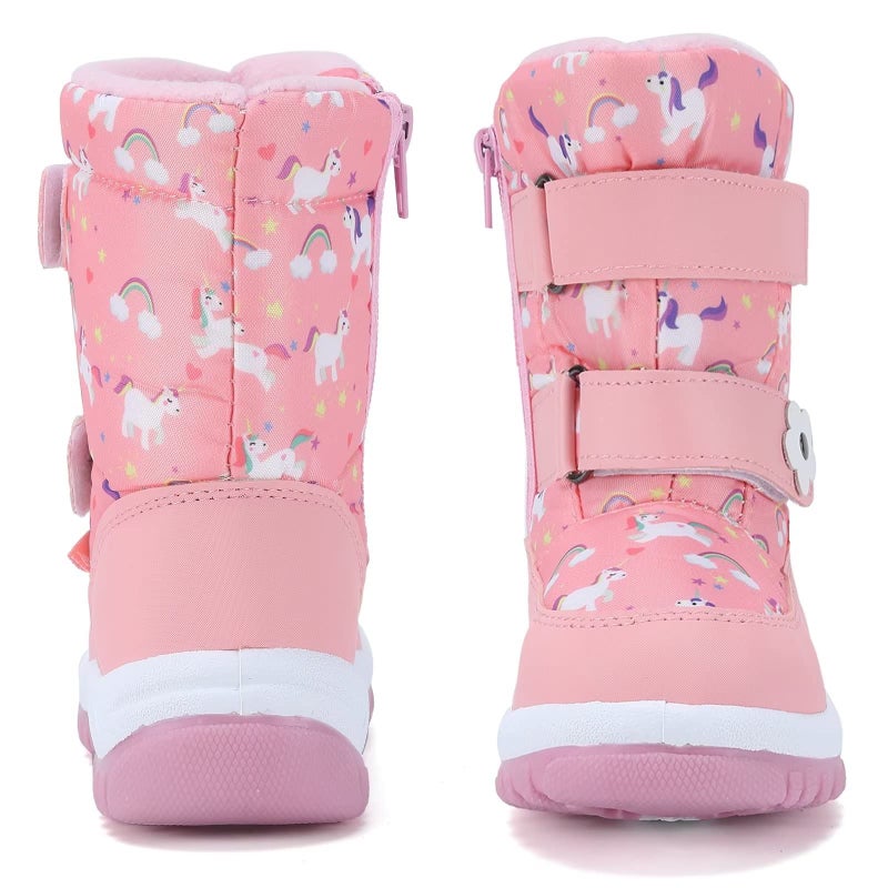 CIOR أحذية شتوية ثلجية للأطفال من CIOR للأولاد والبنات في الهواء الطلق مقاومة للماء مع بطانة من الفرو (للرضع / الأطفال الصغار) U120WXZ012-L.وردي-24 - Image 5